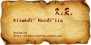 Klimkó Rozália névjegykártya
